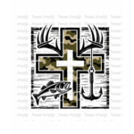 Camo Fishing Cross Transfer