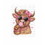 Valentines Cow W/ Pink Lollipop Transfer