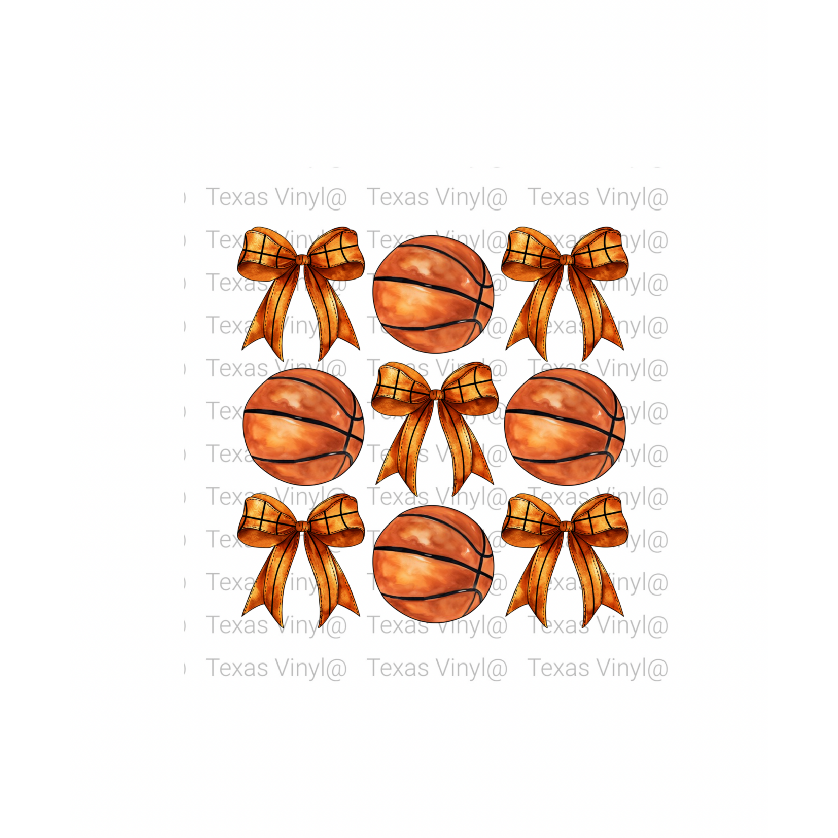 3 x 3 Basketballs and Bows Transfer