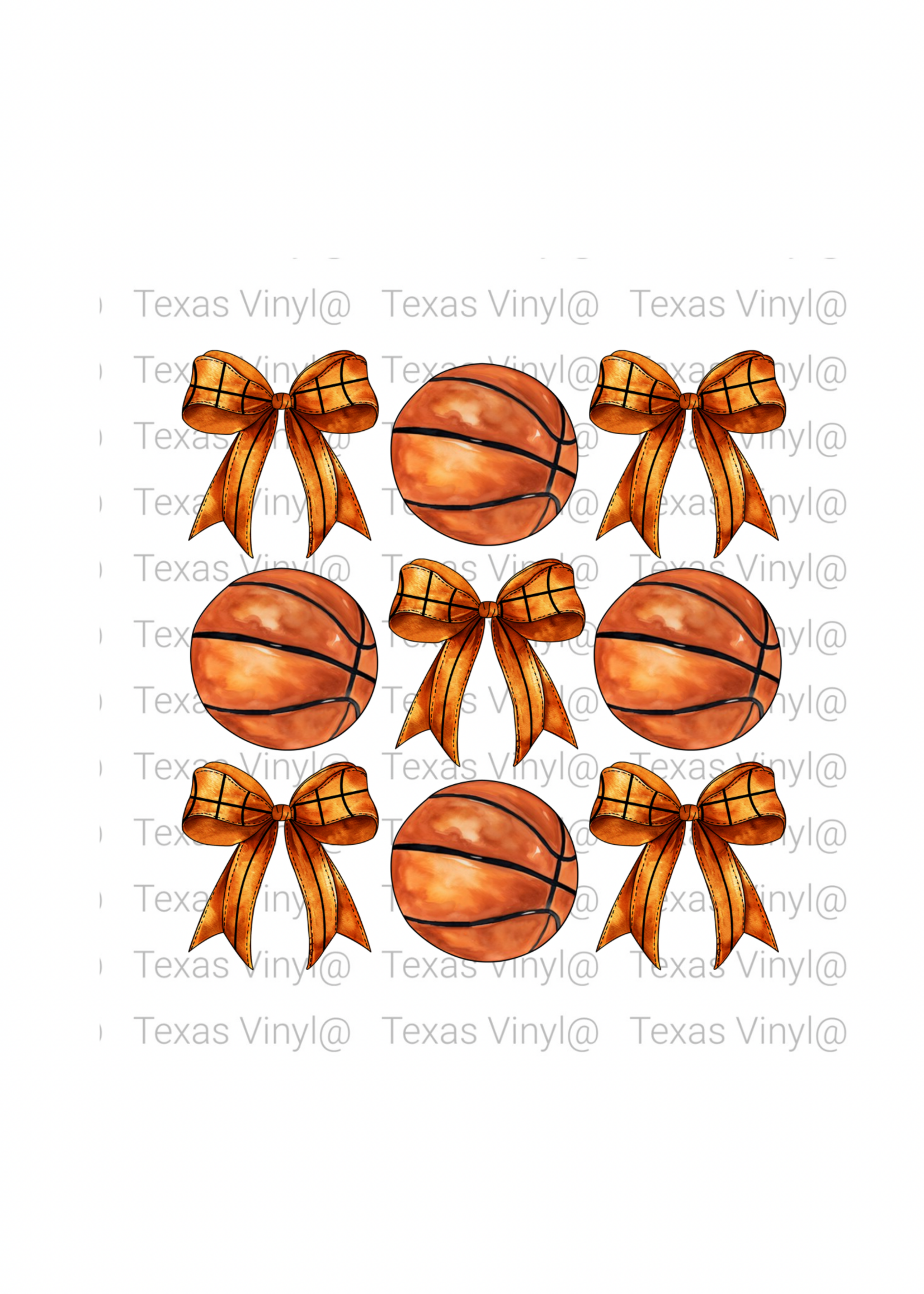3 x 3 Basketballs and Bows Transfer