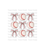 3 x 3 Baseballs and Bows Transfer