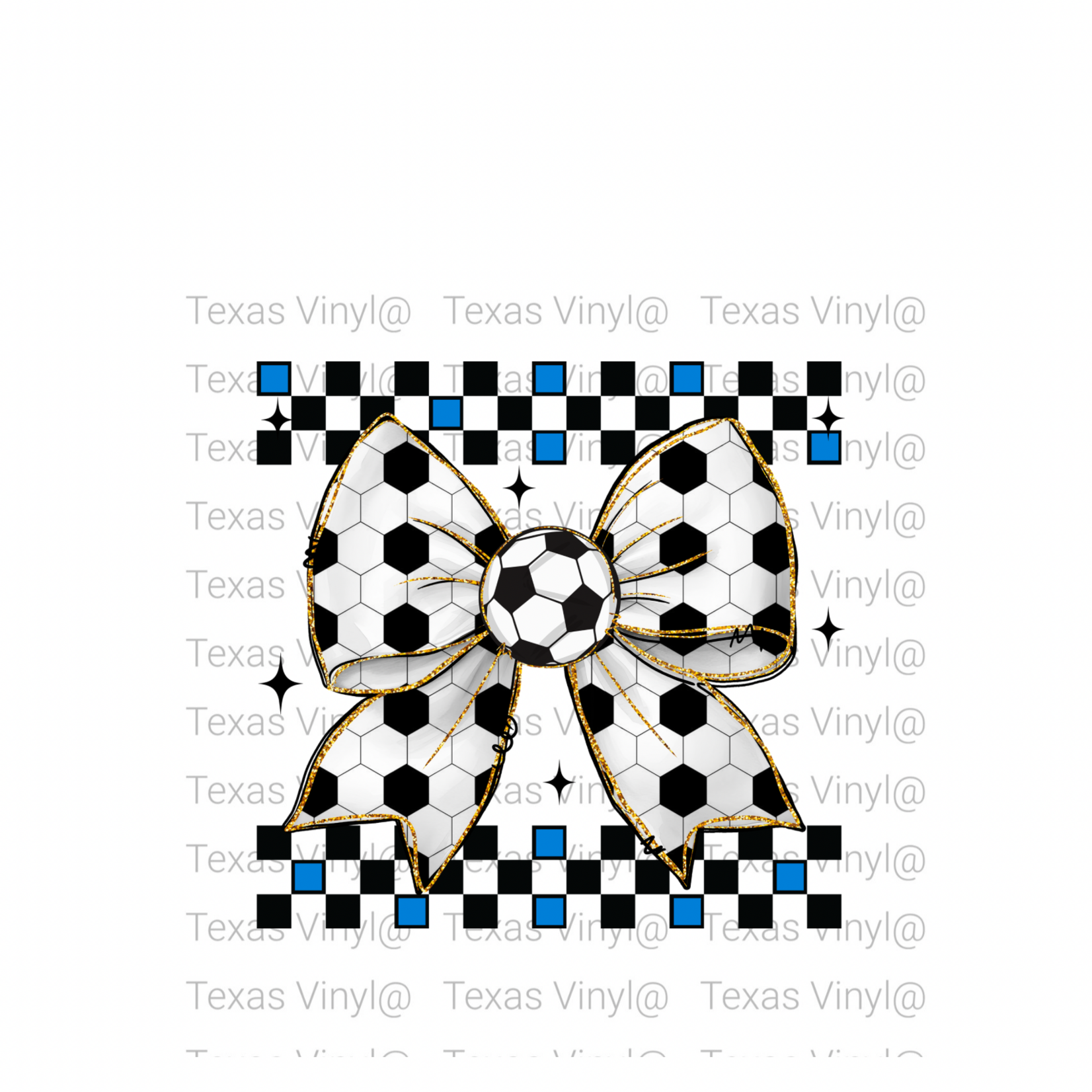 Checkered Soccer Bow Transfer