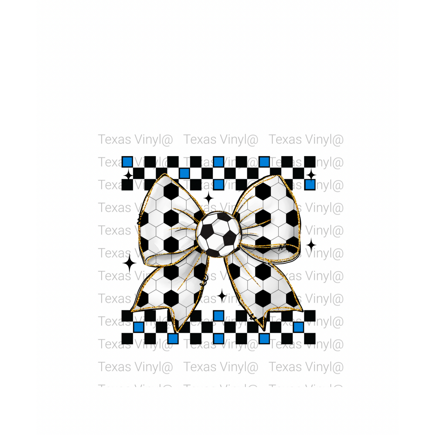 Checkered Soccer Bow Transfer