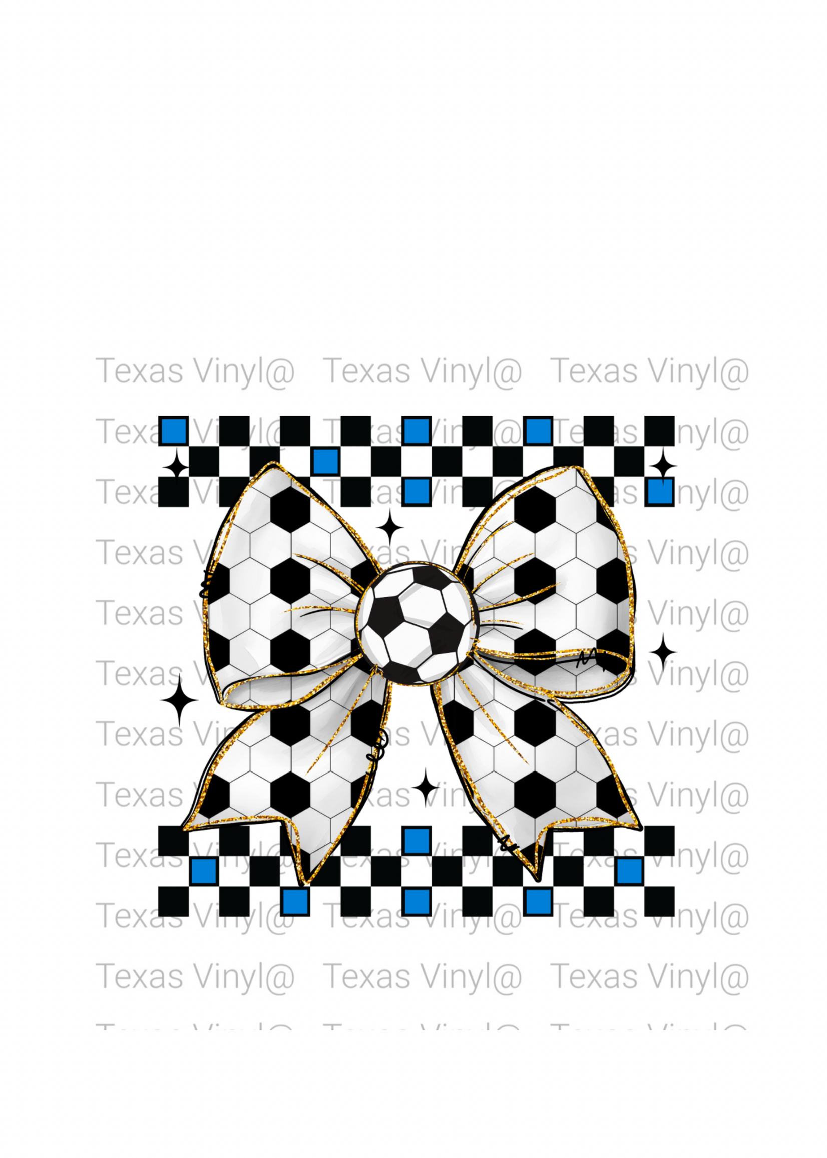 Checkered Soccer Bow Transfer
