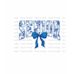 Varsity Style Senior With Blue Flower Print Transfer