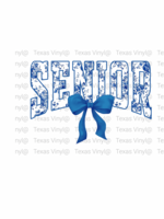 Varsity Style Senior With Blue Flower Print Transfer