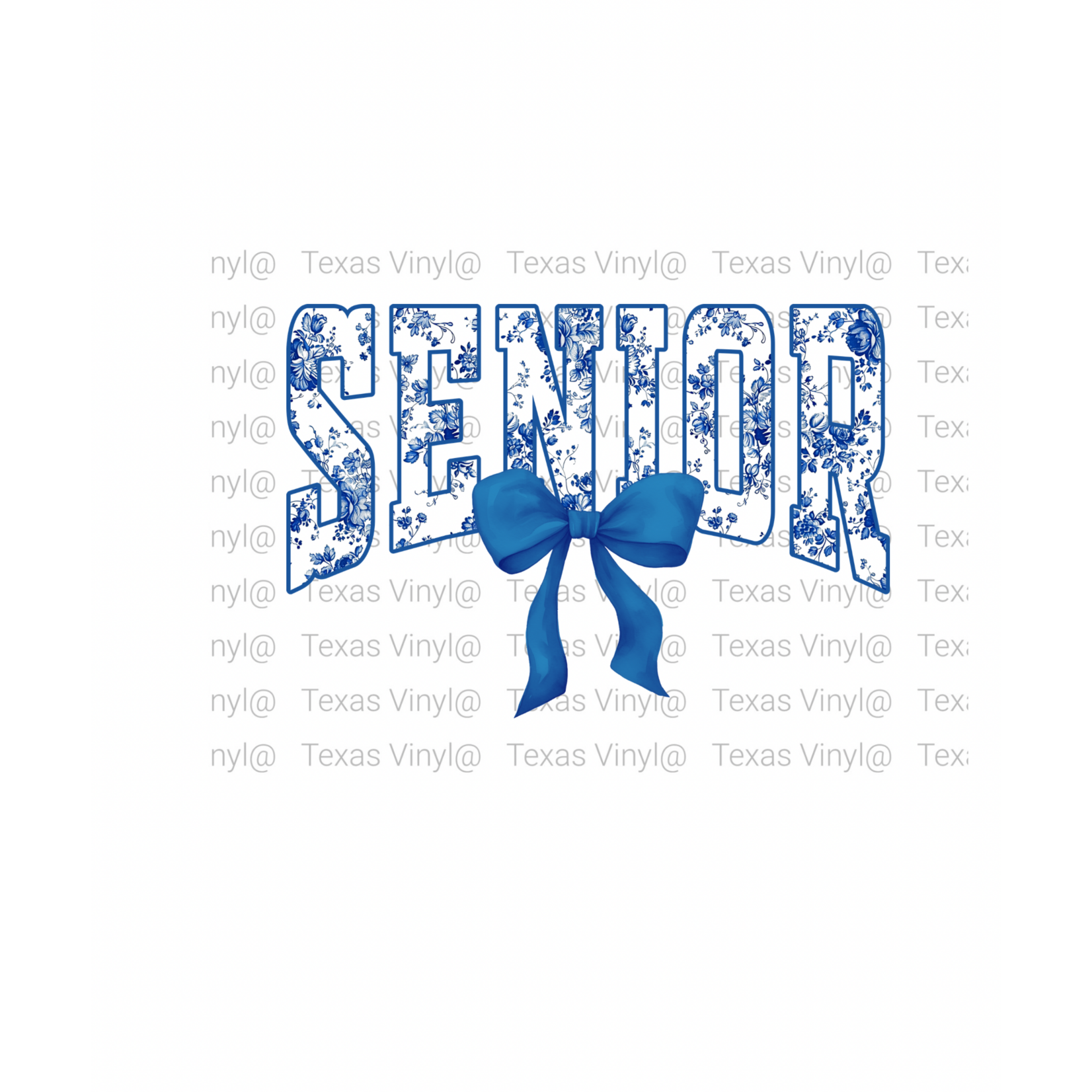 Varsity Style Senior With Blue Flower Print Transfer