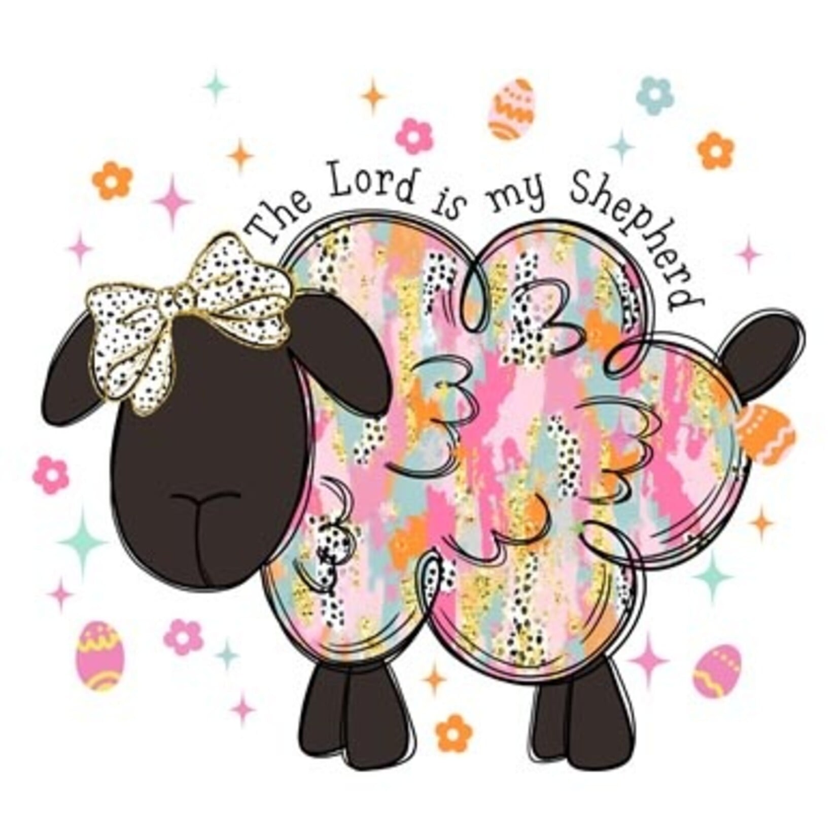 The Lord is My Shepherd Brush Stroke Lamb Transfer