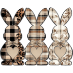 Brown Plaid Bunny Trio Transfer