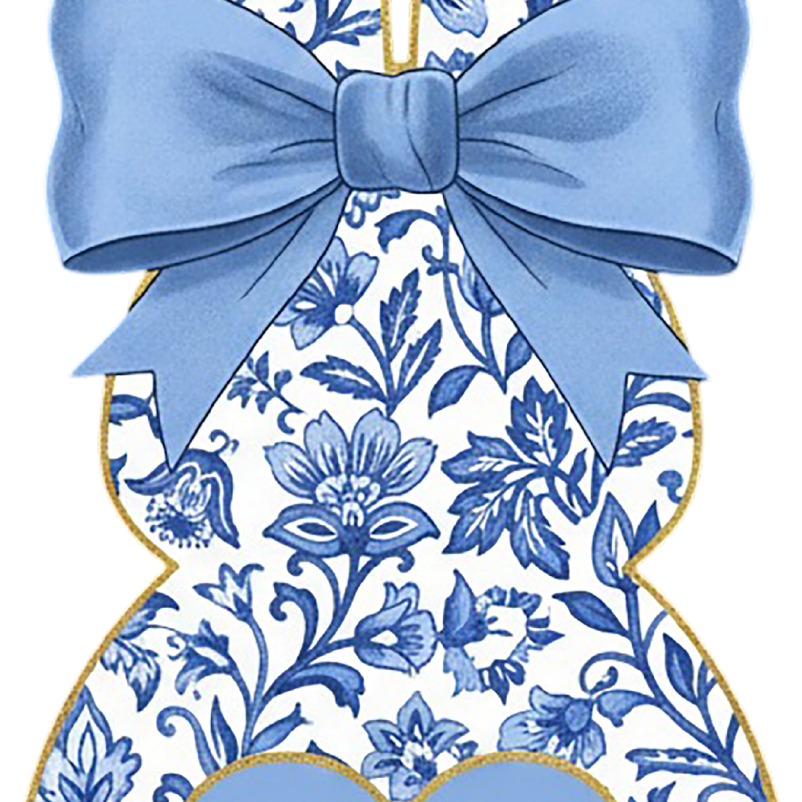 Blue and White Floral Easter Bunny Transfer