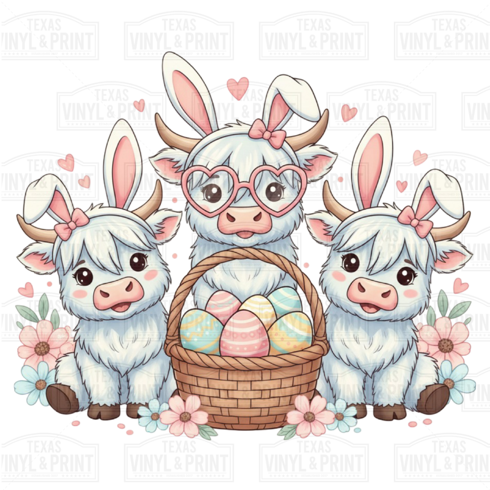 Easter Bunny Cow Trio Transfer