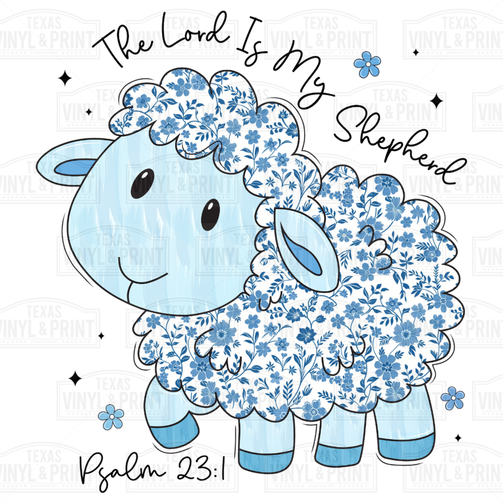The Lord is My Shepherd Brush Stroke Lamb Transfer