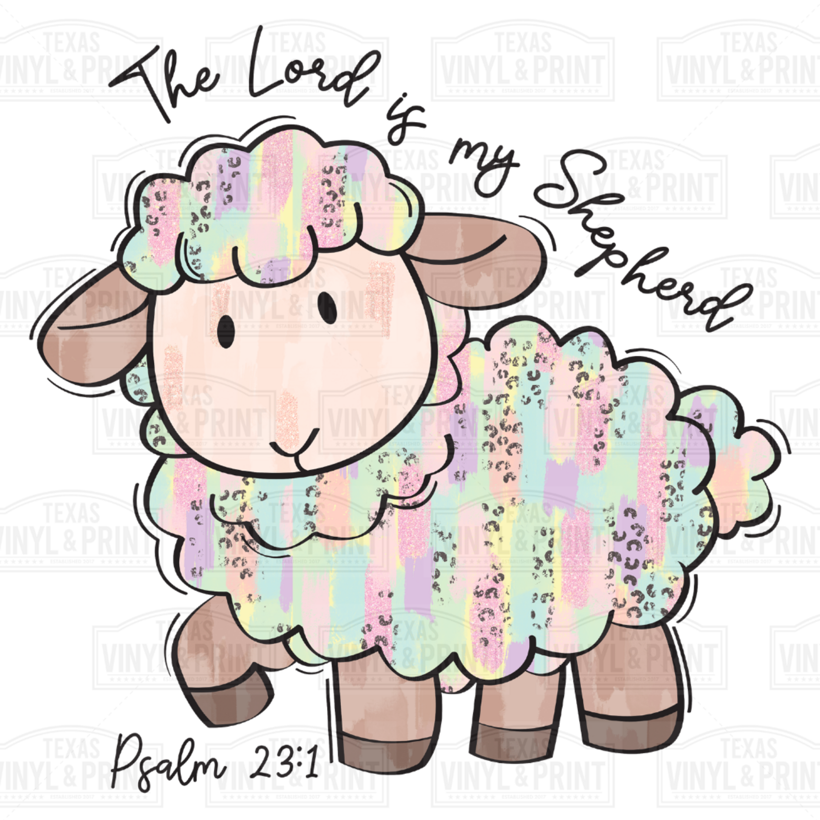 The Lord is My Shepherd Brush Stroke Lamb Transfer