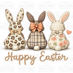 Crochet Brown Bunny Trio Transfer