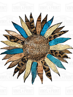 Turquoise Leopard Sunflower Transfer
