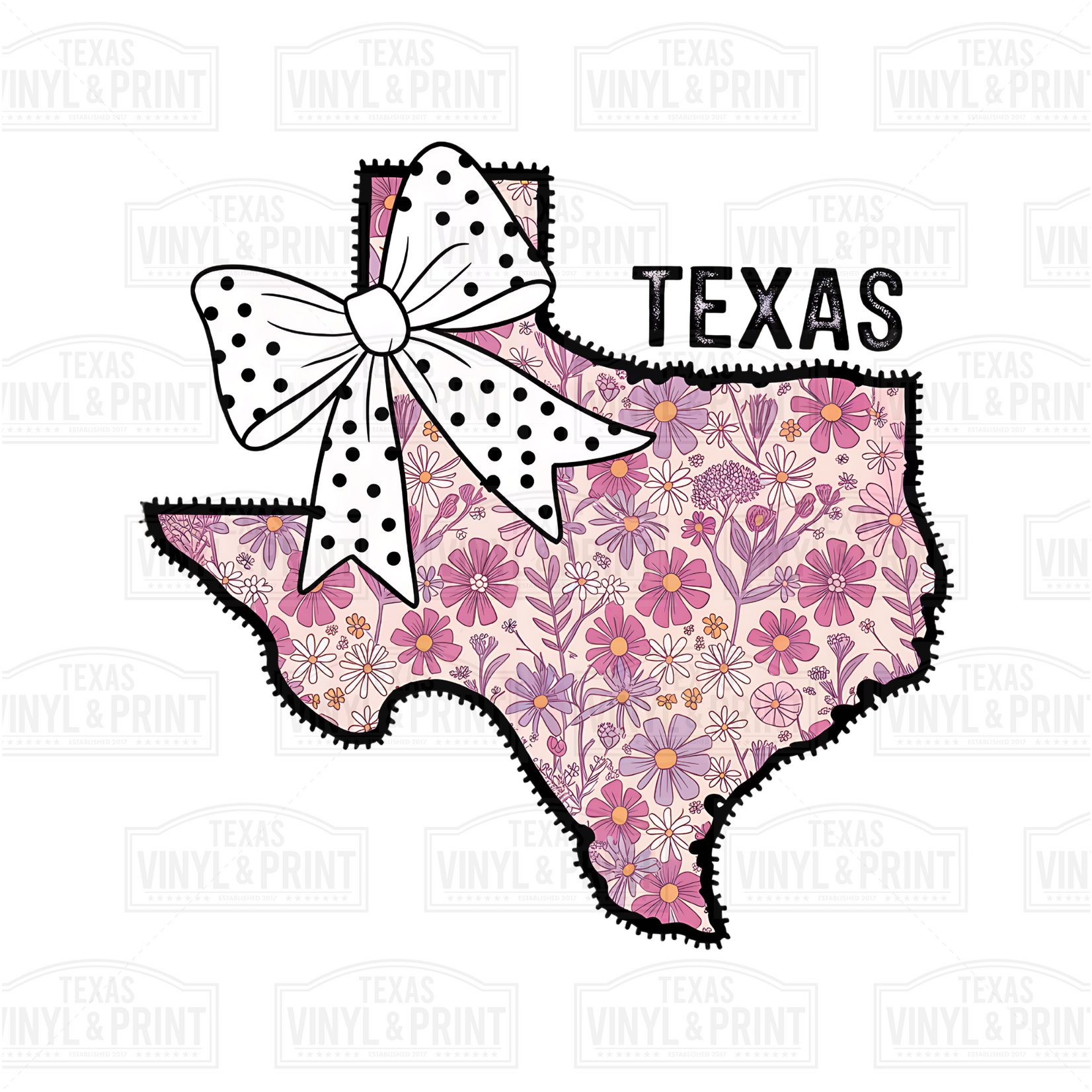 Pink Floral Texas Transfer