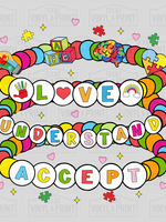 Love, Understand , Accept Autism Awareness Friendship Bracelets Transfer