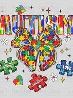 Brush Stroke Autism Awareness with Bow Transfer