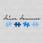Autism Awareness with Blue Puzzle Pieces Transfer