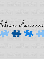 Autism Awareness with Blue Puzzle Pieces Transfer