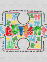Autism Awareness Puzzle Piece with Bows Transfer