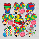 3 x 3 Autism Awareness Icons Transfer