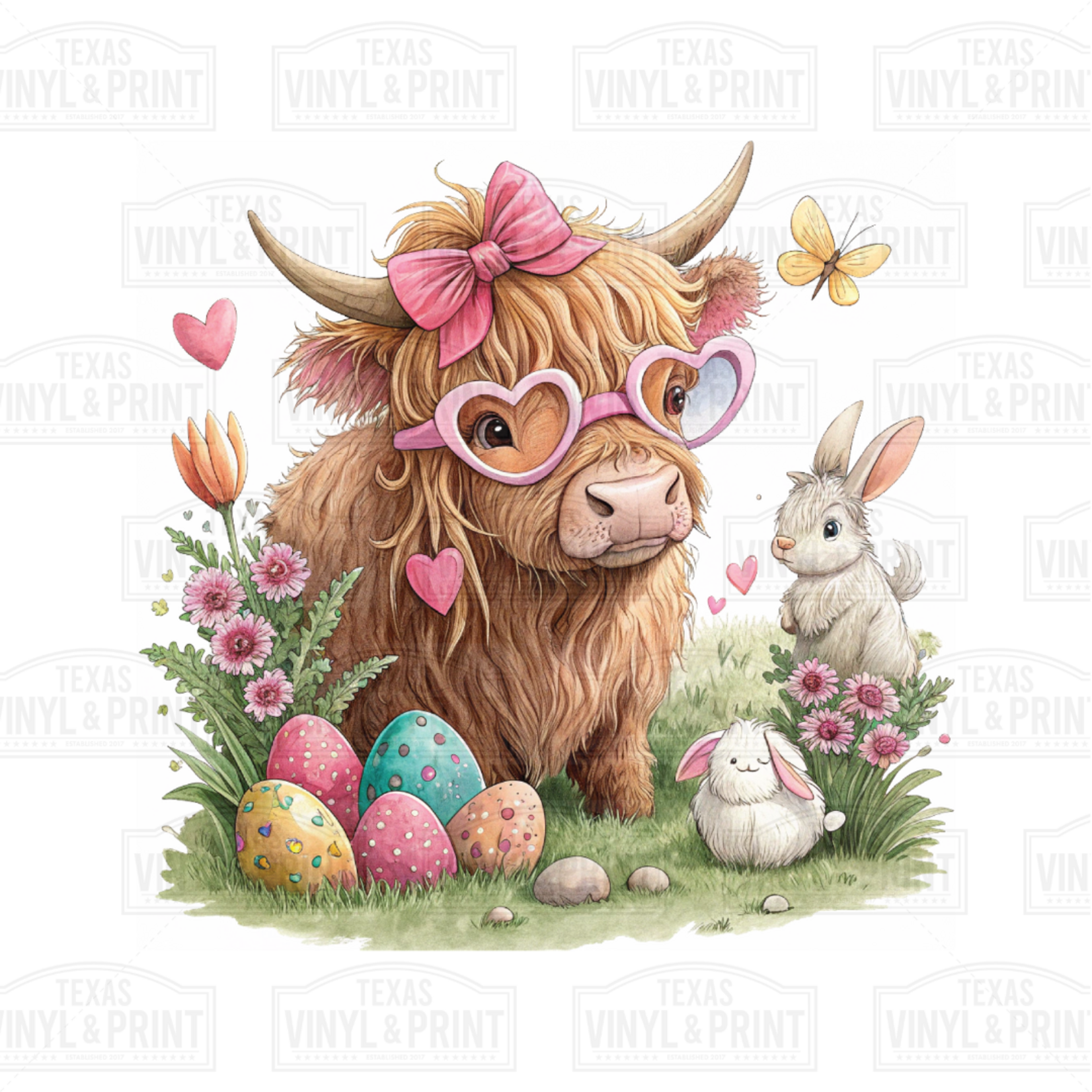 Easter Highland Cow Transfer