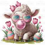 Easter Lamb Blowing Bubblegum Transfer
