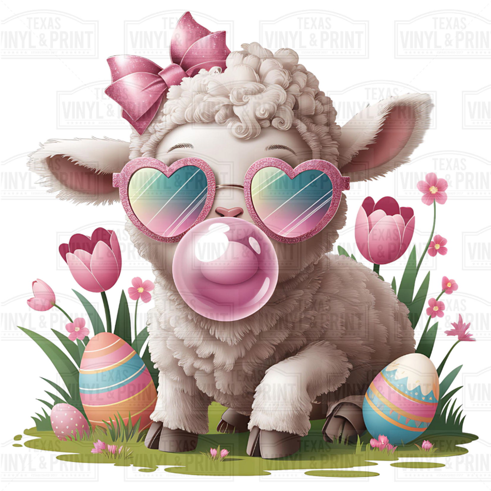 Easter Lamb Blowing Bubblegum Transfer