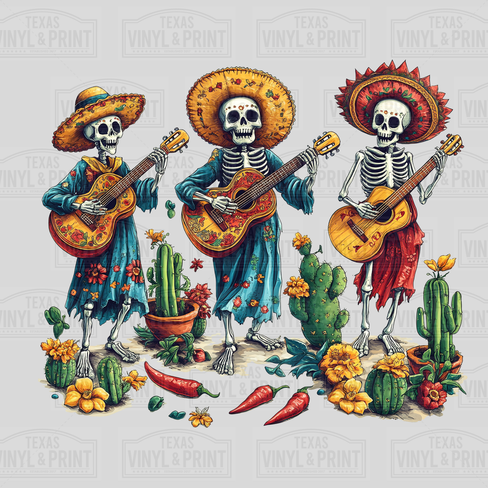 Cinco De Mayo Skeleton Trio Transfer