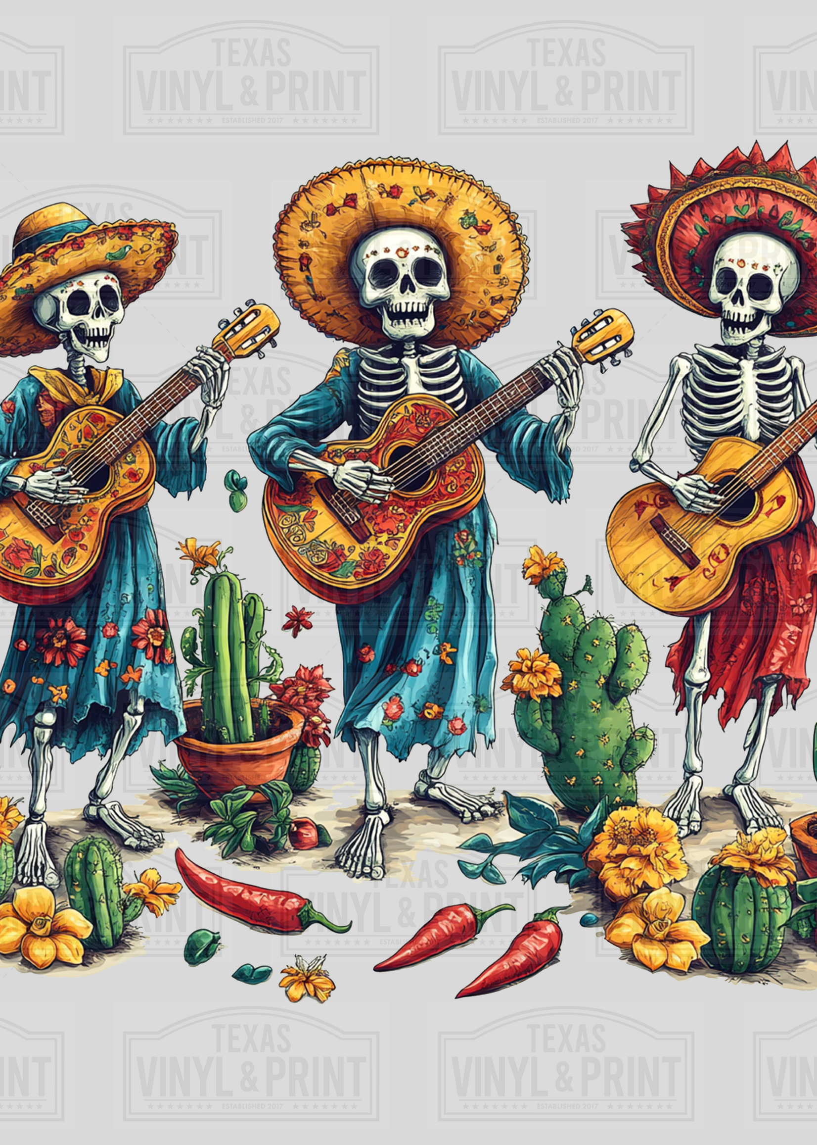 Cinco De Mayo Skeleton Trio Transfer