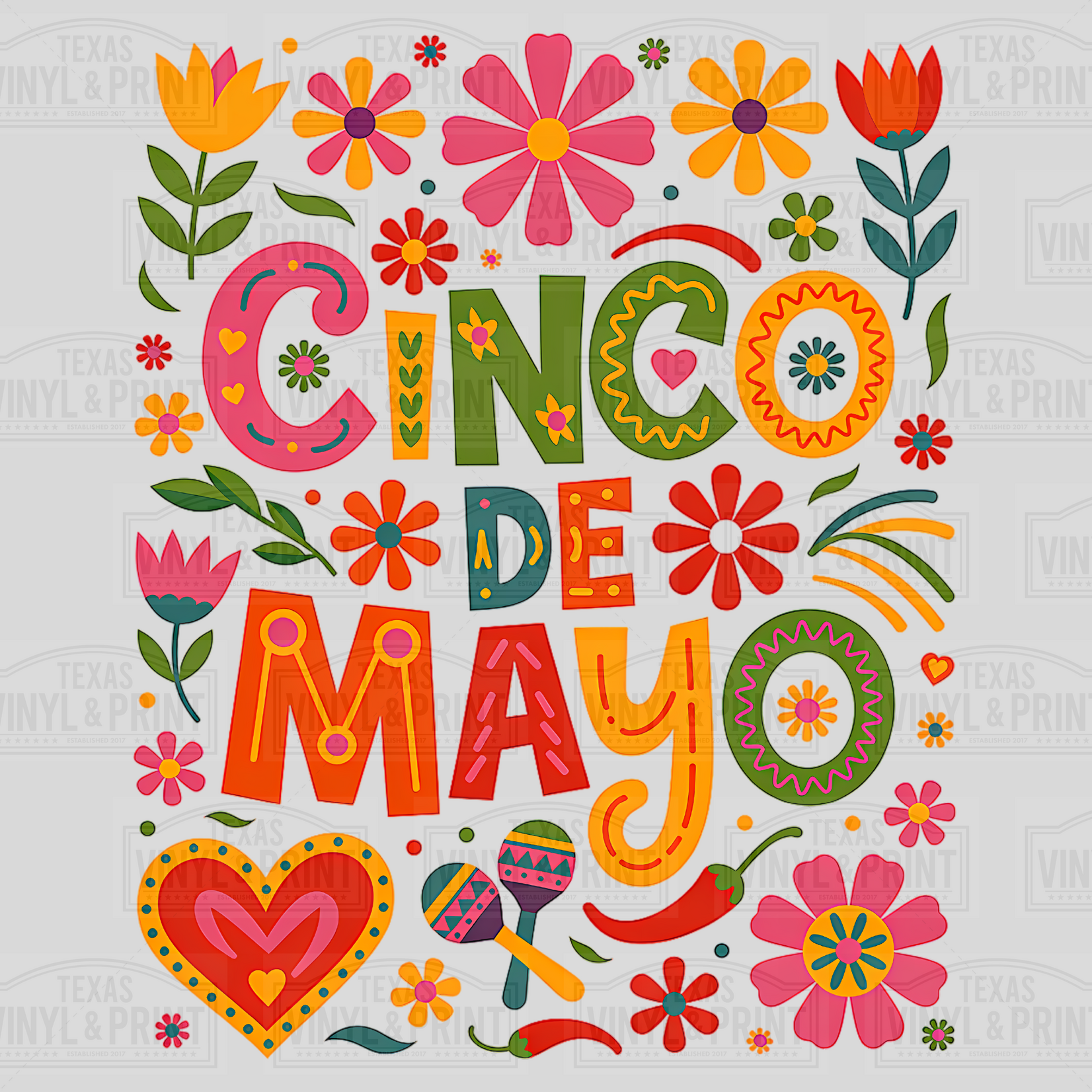Floral Cinco De Mayo Transfer