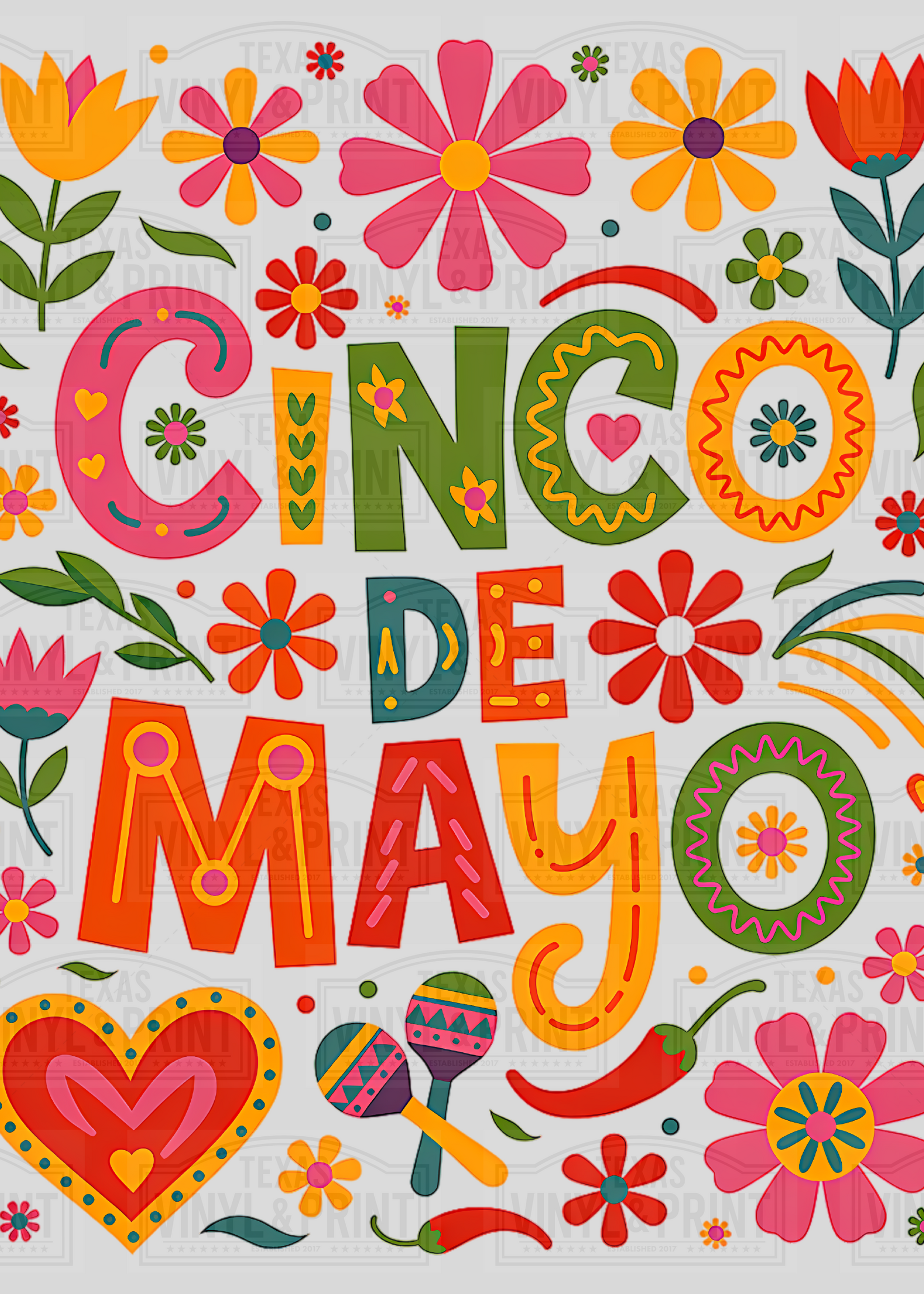 Floral Cinco De Mayo Transfer