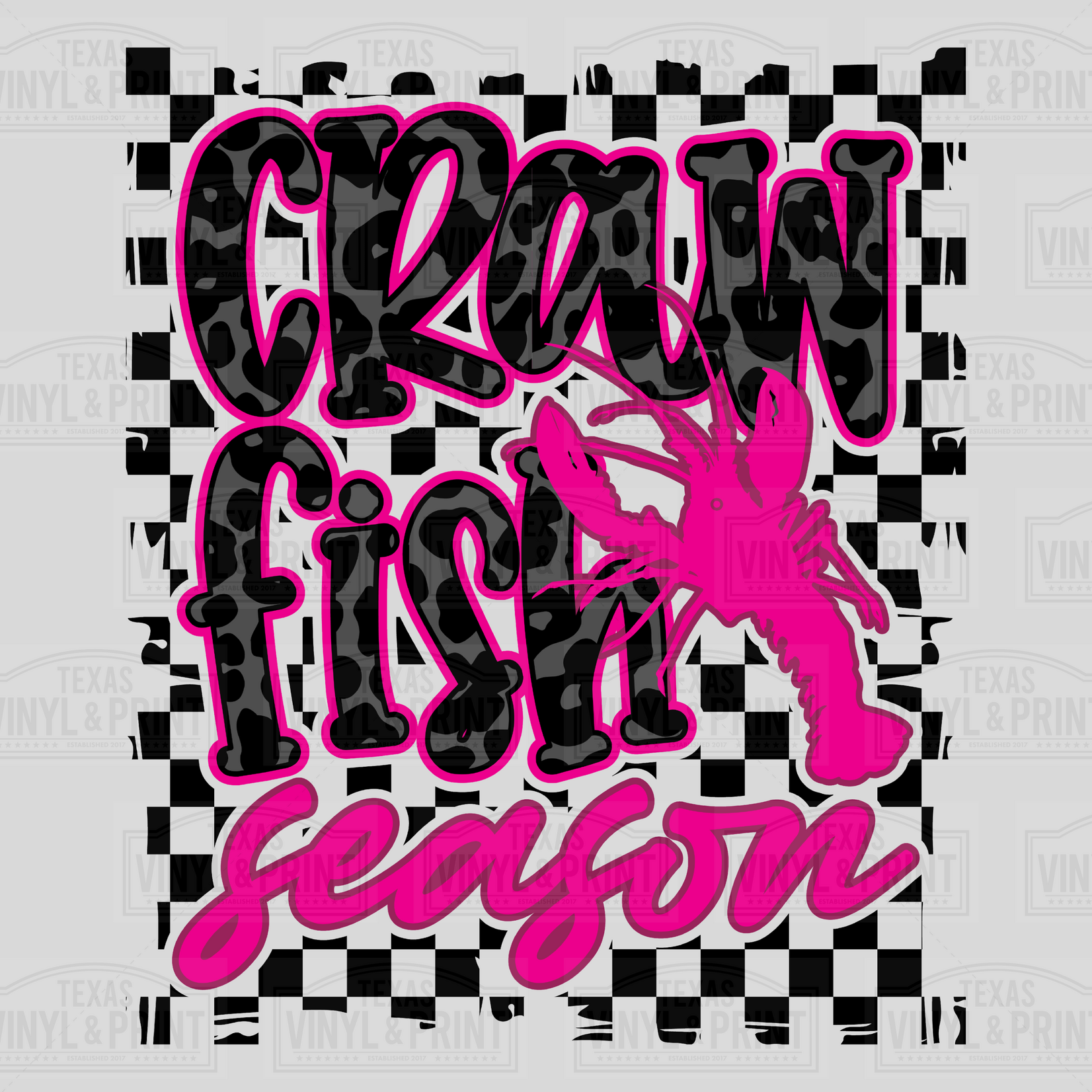 Crawfish Season Hot Pink Transfer