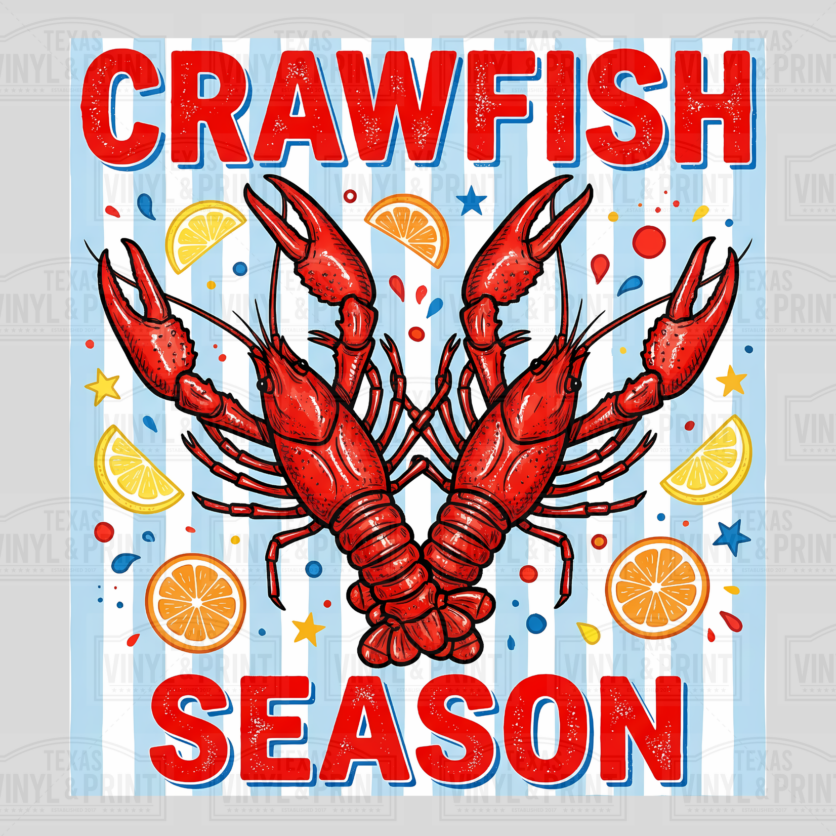 Crawfish Season Stripes Transfer