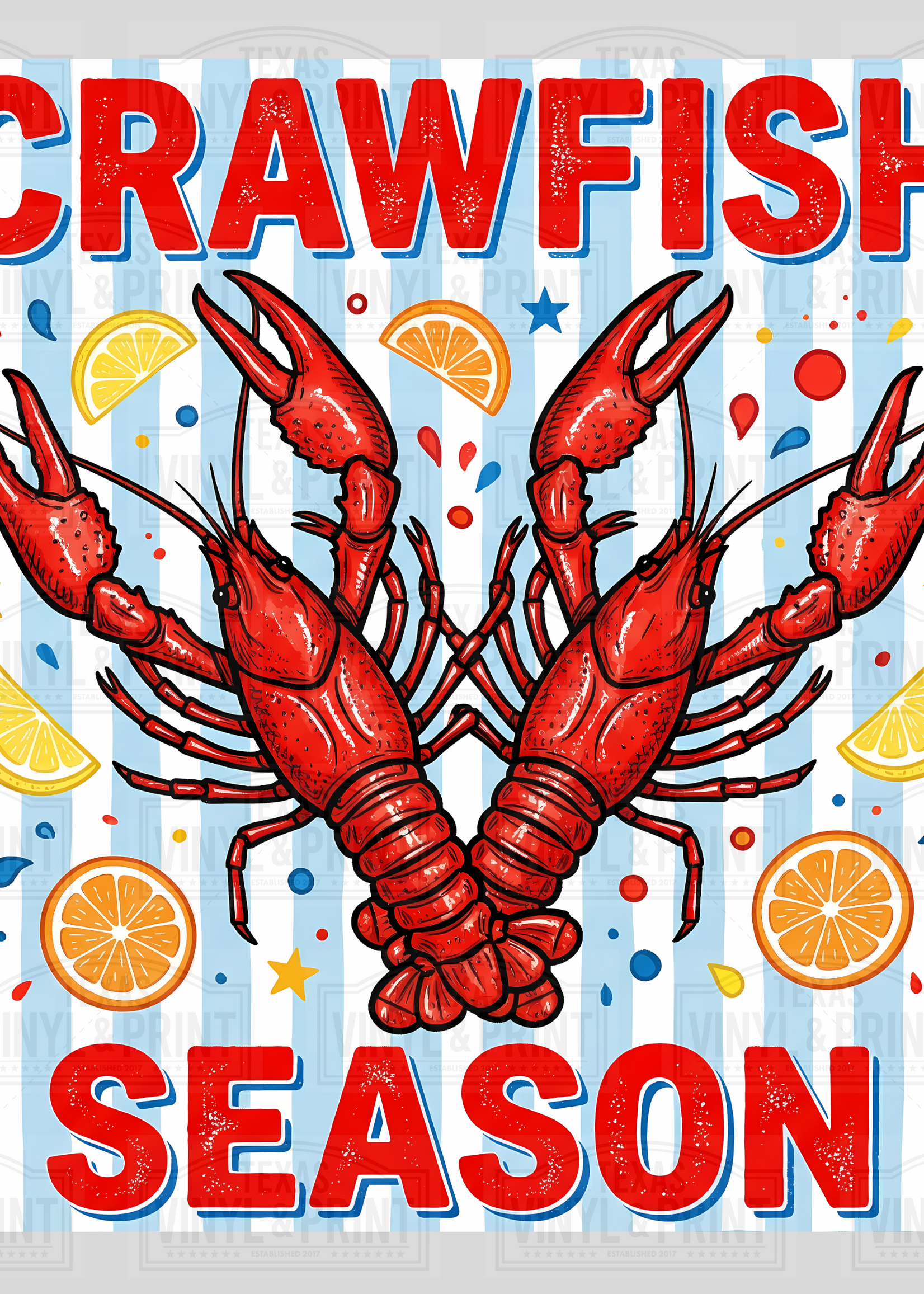 Crawfish Season Stripes Transfer