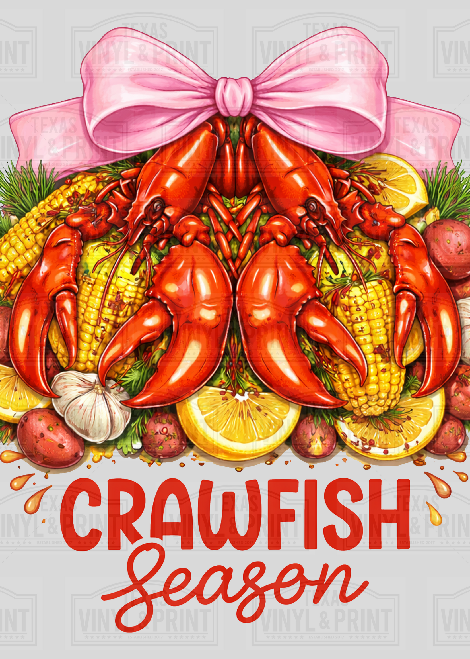 Crawfish Season Platter in Pink Transfer