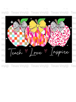 3 x 3 Apples and Pencil Bows Transfer