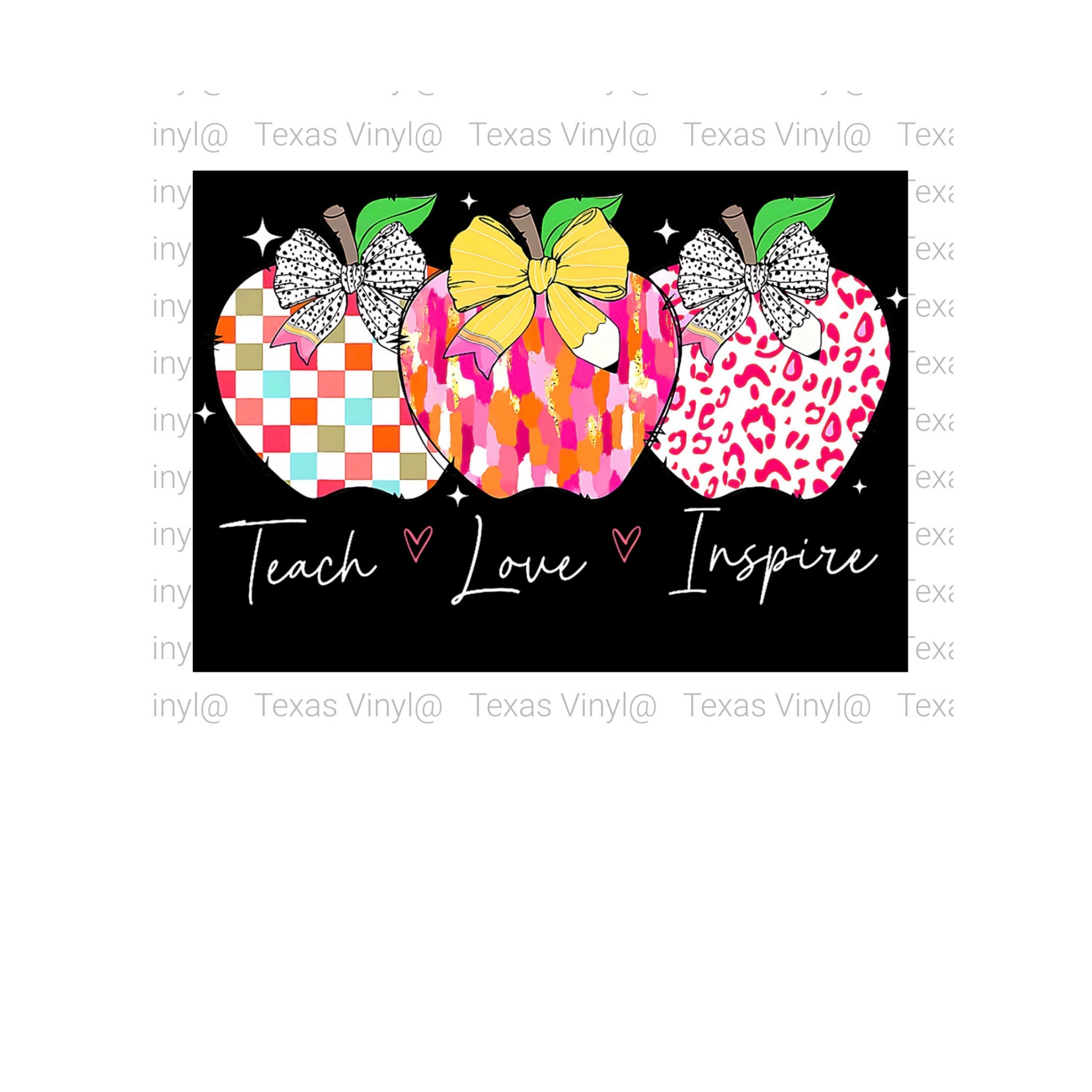 3 x 3 Apples and Pencil Bows Transfer