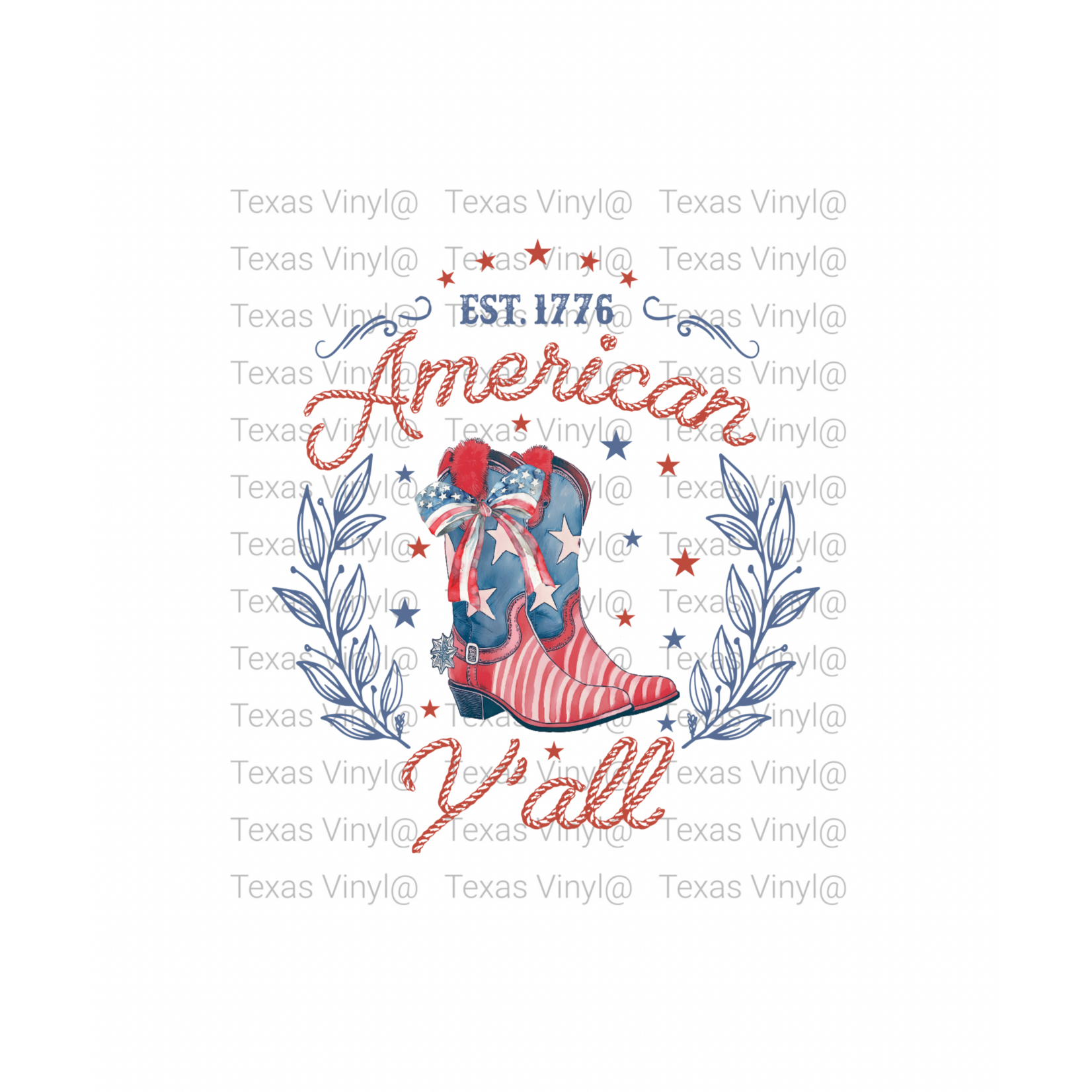 American Y’all W/ Cowgirl Boots Transfer
