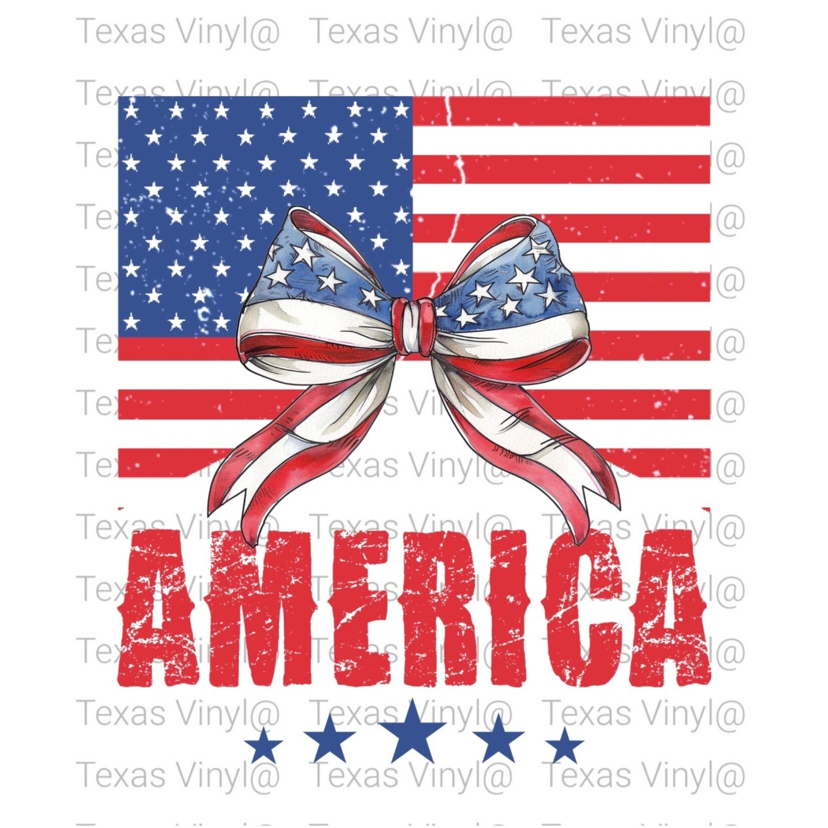 America W/ Flag and Bow Transfer