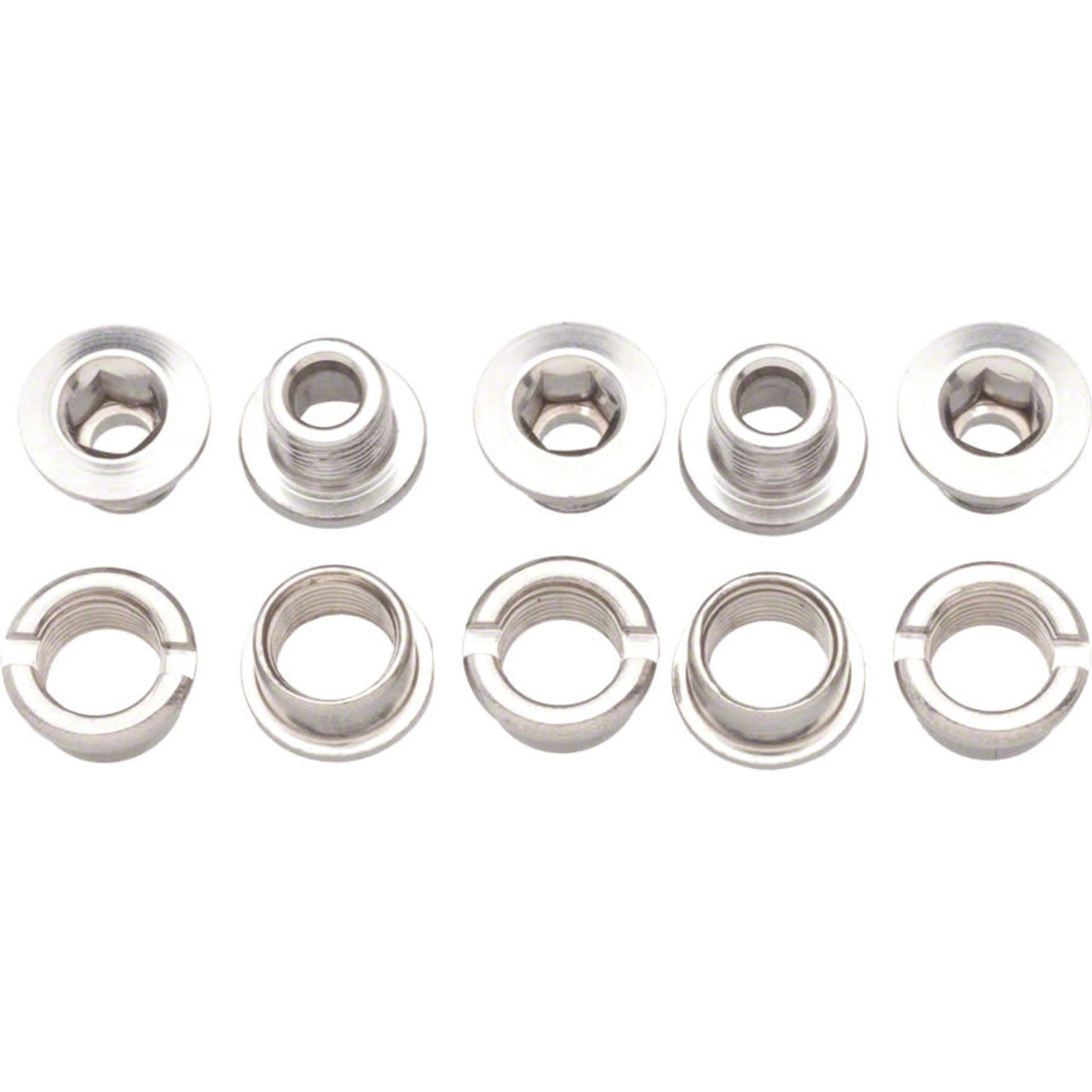 Problem Solvers Problem Solvers Double Chainring Bolt/Nut Set Alloy Silver Set of 5