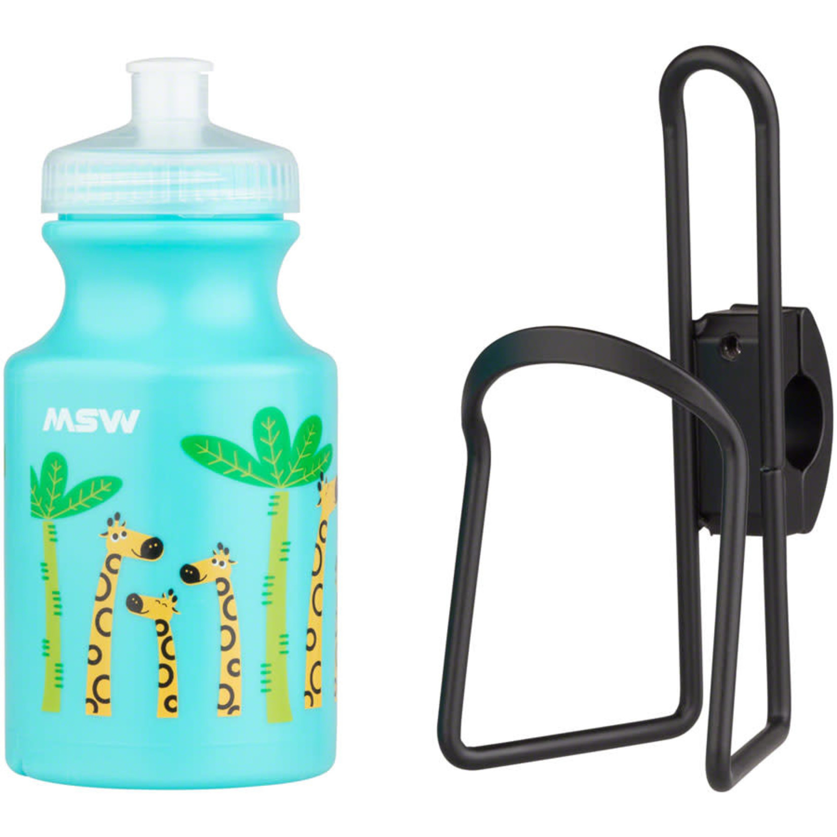 MSW MSW Kids Water Bottle and Cage Kit - Giraffe w/ Black Cage
