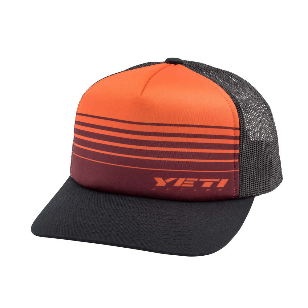 Yeti Cycles Yeti Race Stripes Foam Trucker Hat Orange/Black Grand Rapids Bicycle Co.