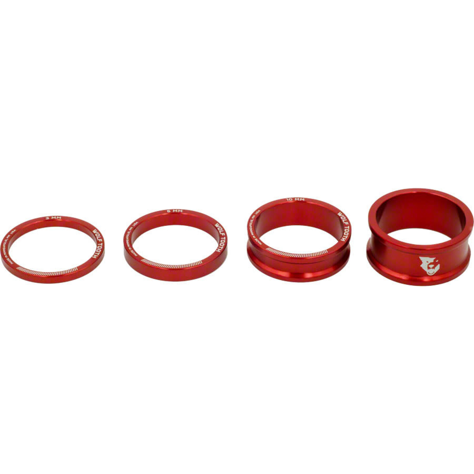 Wolf Tooth Components Wolf Tooth Headset Spacer Kit 3, 5,10, 15mm, Red