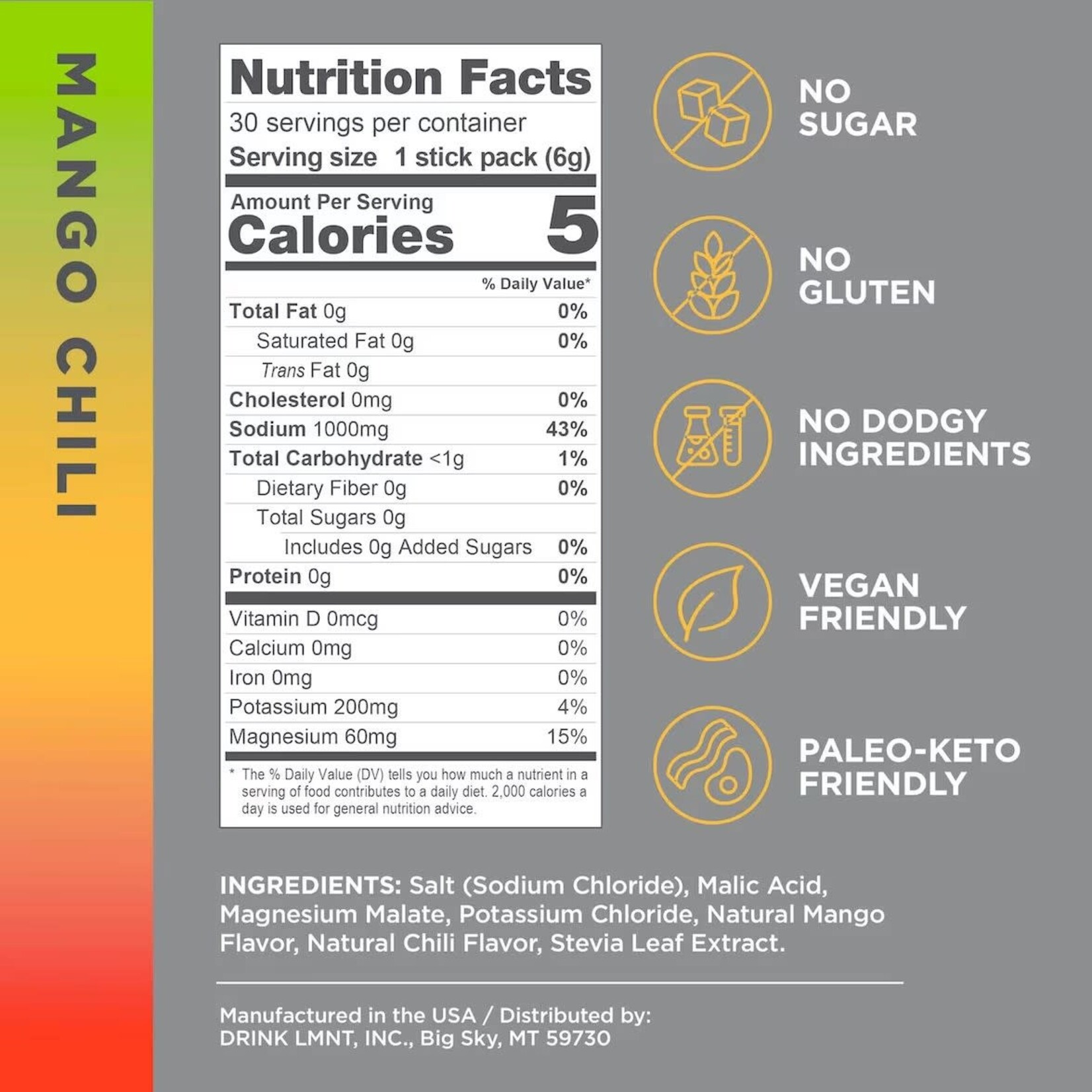 LMNT LMNT Zero-Sugar Electrolytes Drink Mix Mango Chill - single
