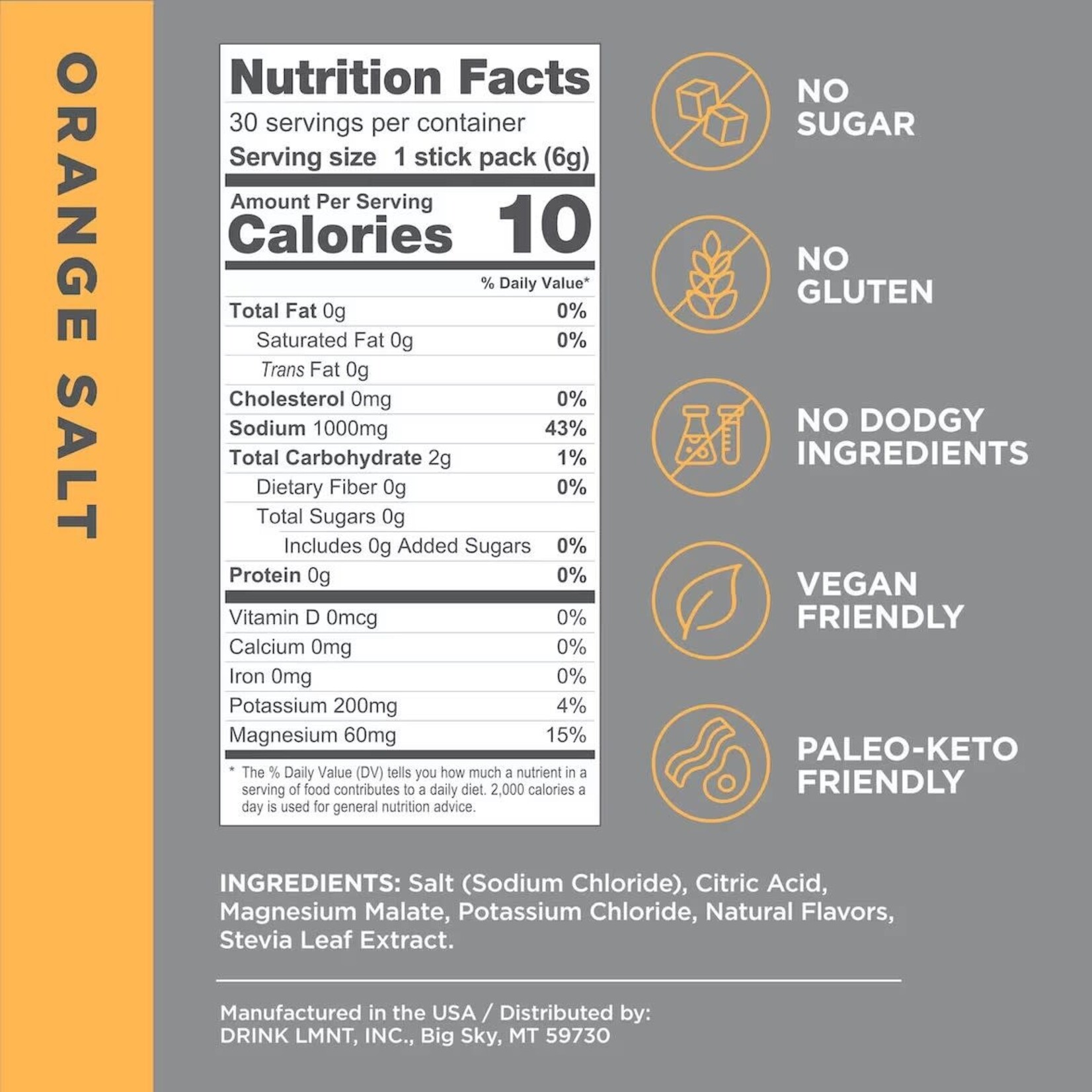 LMNT LMNT Zero-Sugar Electrolytes Drink Mix Orange Salt - single