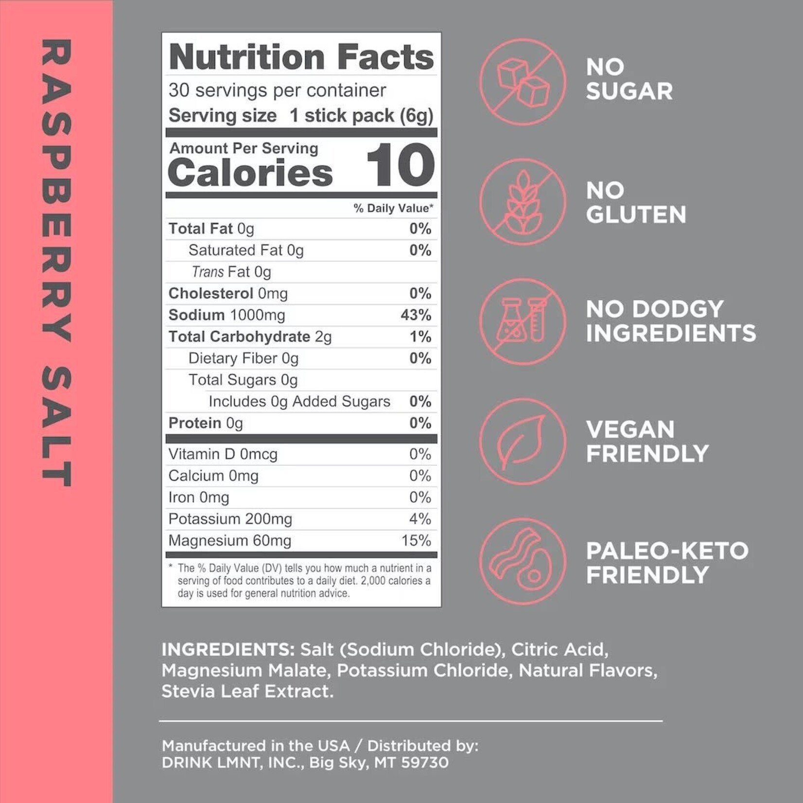 LMNT LMNT Zero-Sugar Electrolytes Drink Mix Raspberry Salt - single
