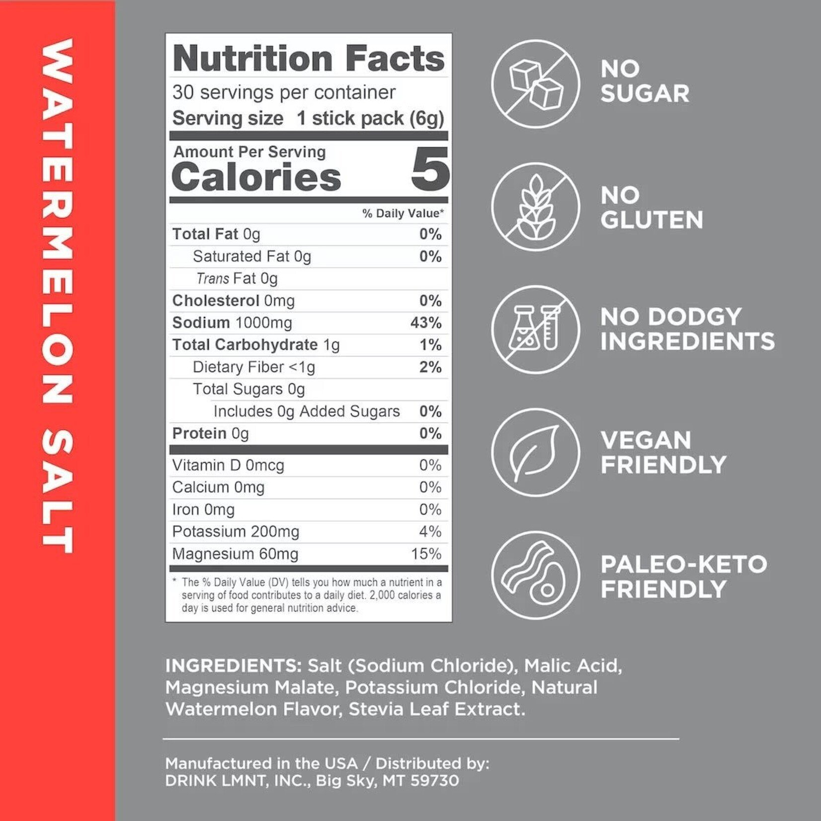 LMNT LMNT Zero-Sugar Electrolytes Drink Mix Watermelon Salt - single