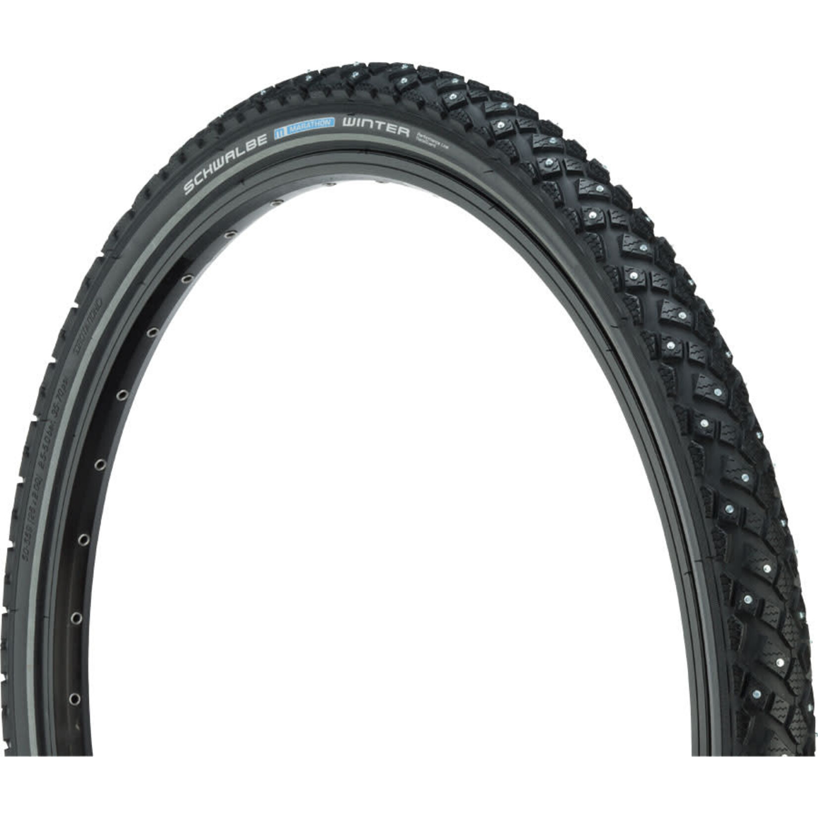 Schwalbe Schwalbe Marathon Winter Tire, 29x2.0 Wire Bead with Reflective Sidewall and Raceguard Protection, 208 Studs